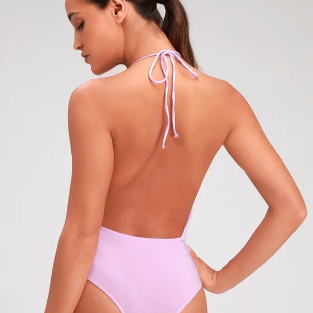 Mauve Pink Backless Halter Bodysuit - Picture 4 of 4